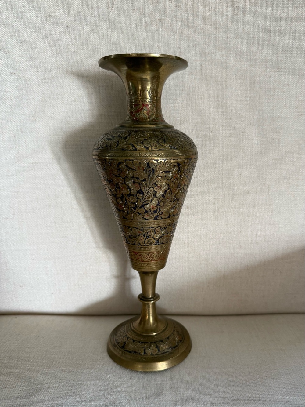Vintage Indian Brass Decorative Brass Floral Engraved Ornate